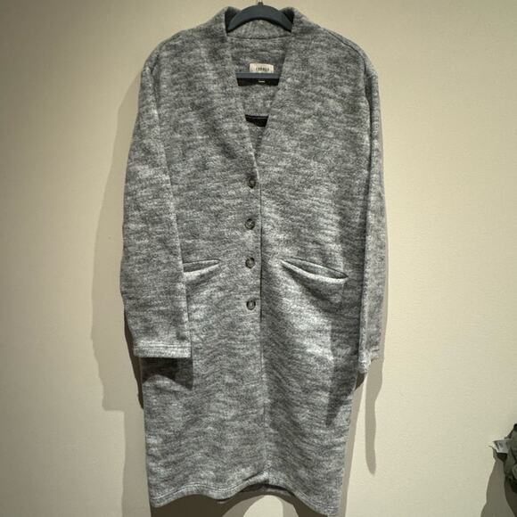 Everly button front gray knit coat size large - Picture 1 of 7